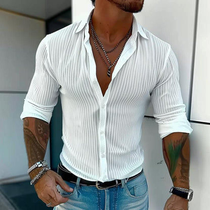 Linus | Men's Classic Fit Textured Linen Dress Shirt