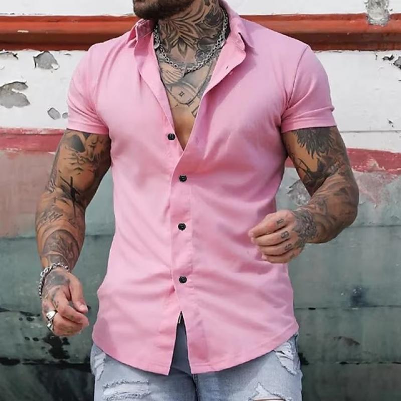 Simple Men's Short Sleeve Dress Shirt