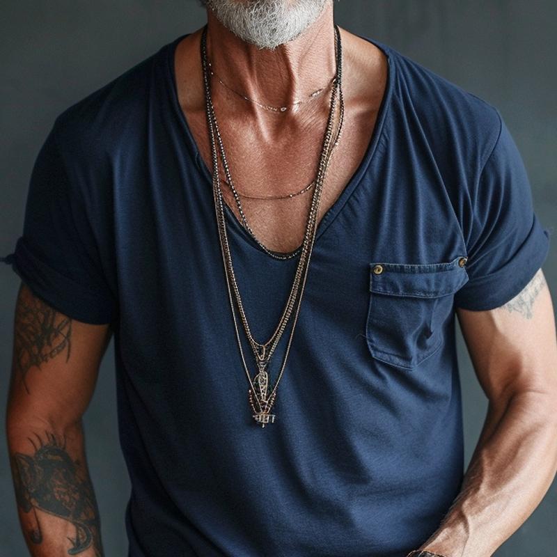 Casual Men's V-Neck Cotton T-Shirt