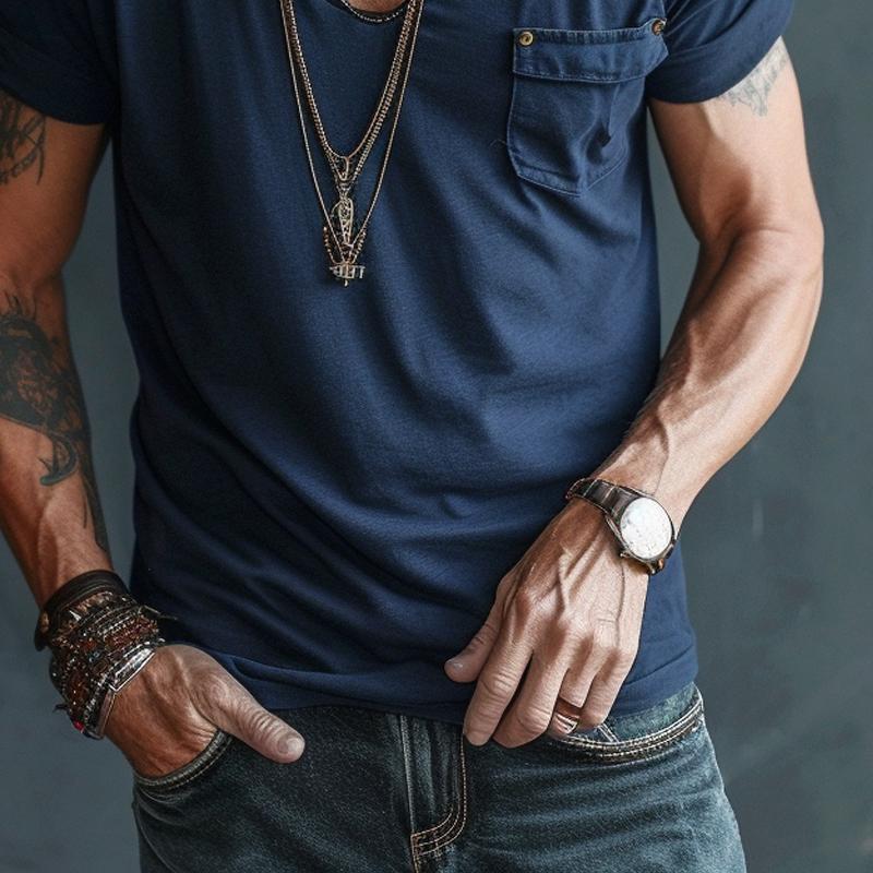 Casual Men's V-Neck Cotton T-Shirt