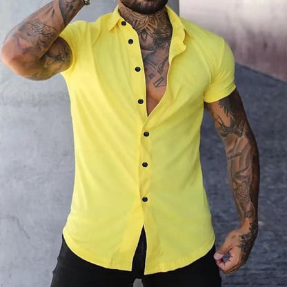 Simple Men's Short Sleeve Dress Shirt