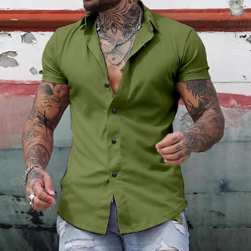 Simple Men's Short Sleeve Dress Shirt