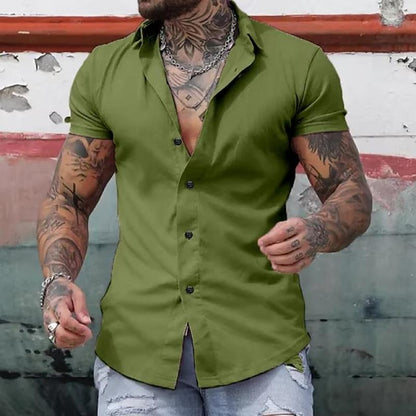Simple Men's Short Sleeve Dress Shirt