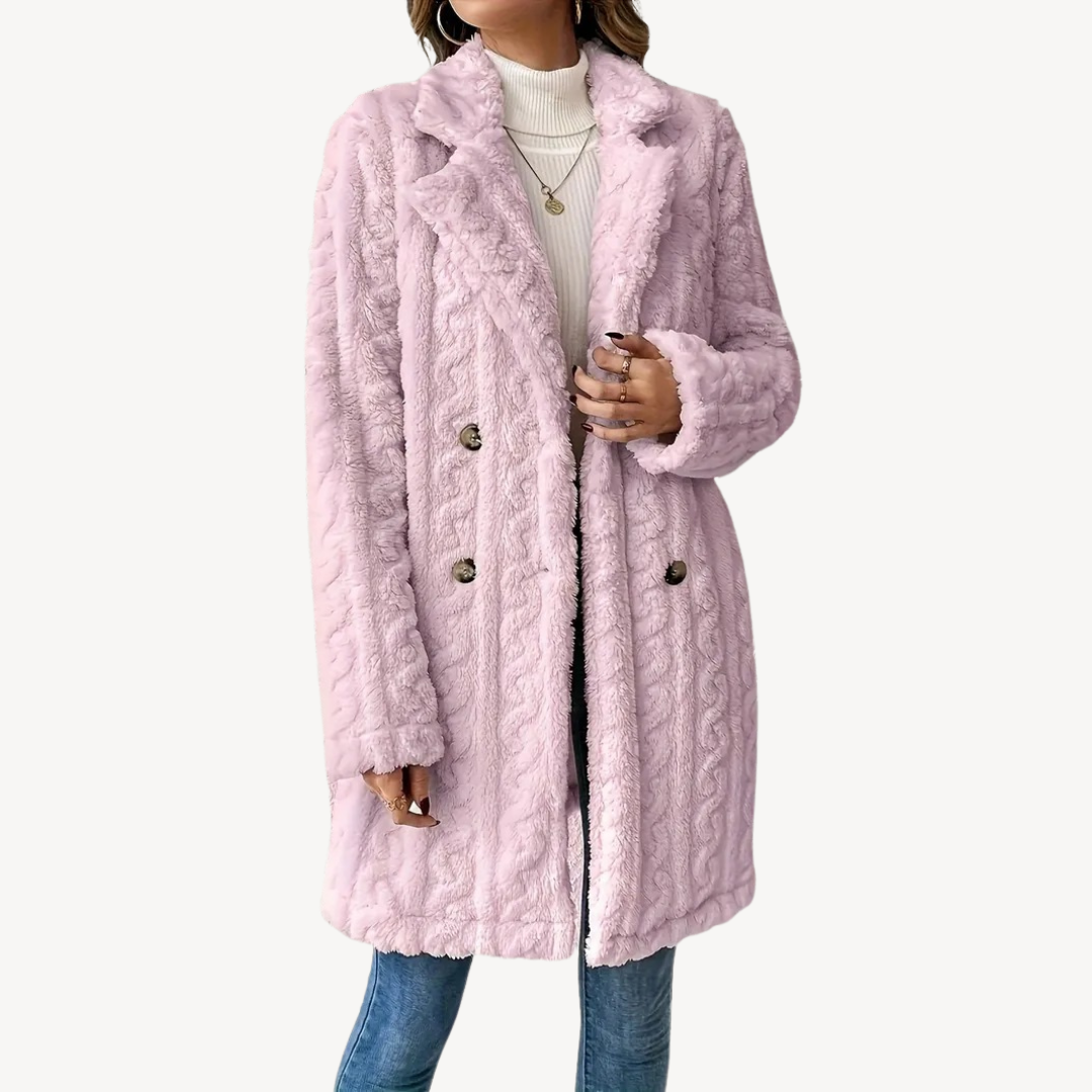 Ladies Luxury Faux Fur Trench Coat