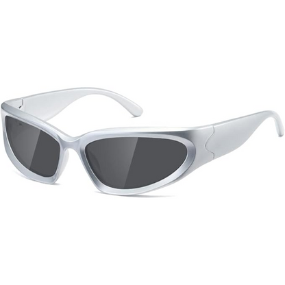 Polarised Sports Sunglasses - SwiftWrap-Silver-Gray-Nora Luxe