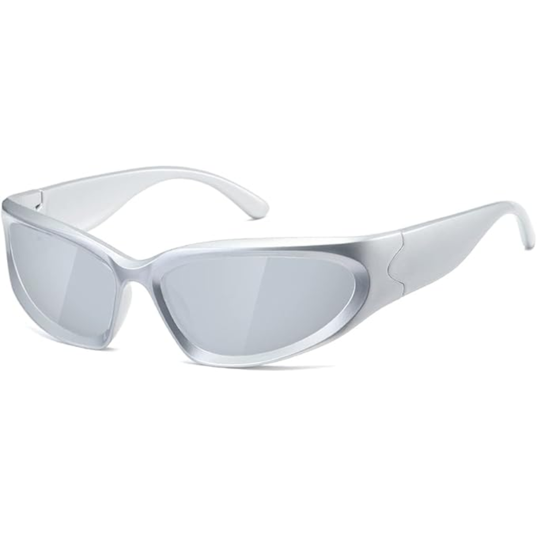 Polarised Sports Sunglasses - SwiftWrap-Silver-Nora Luxe
