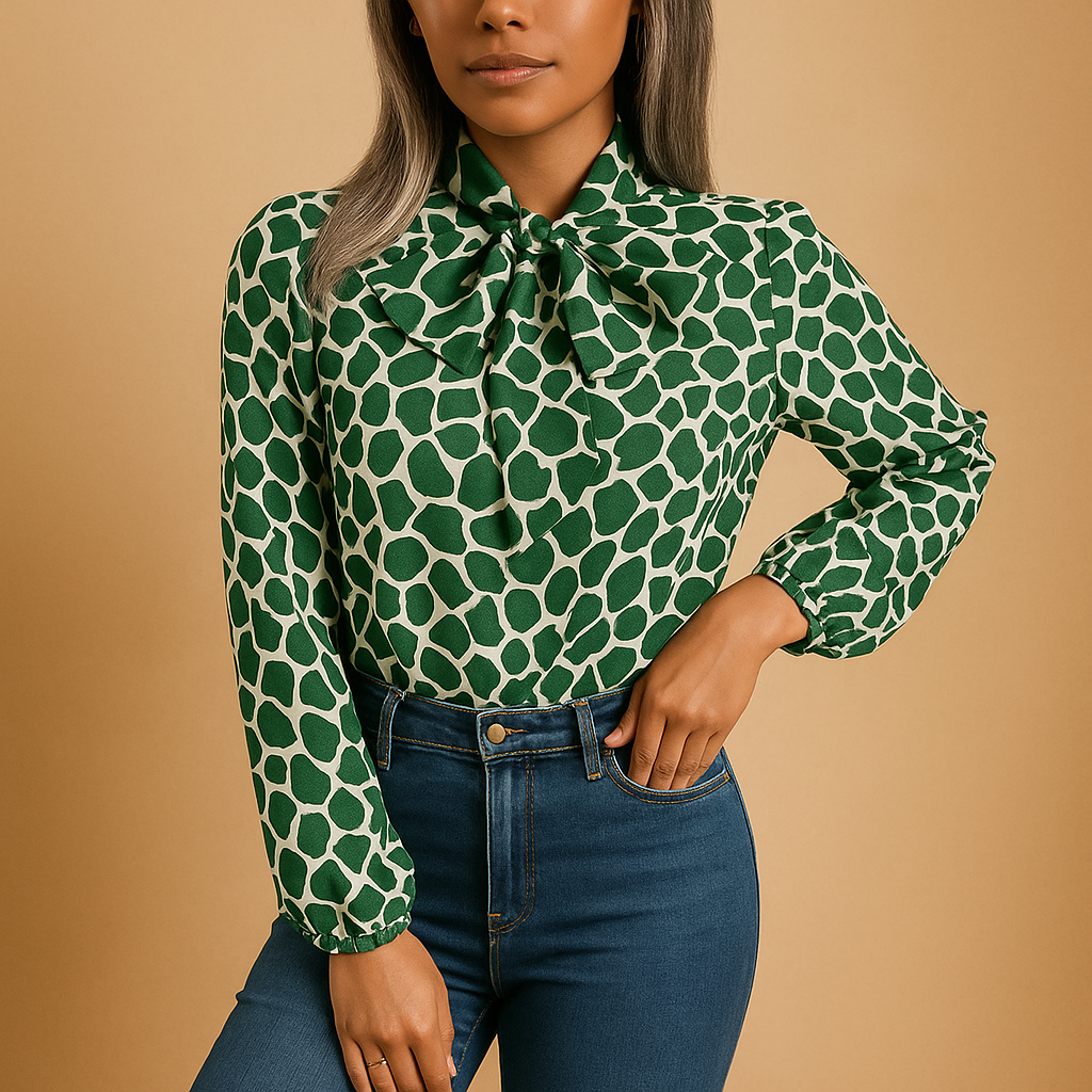 Dotted Ribbon Blouse for Ladies - Nocini