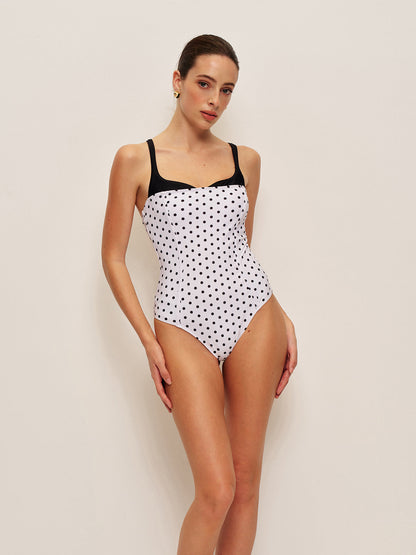 Colorful Spot Halter Neck Swimsuit