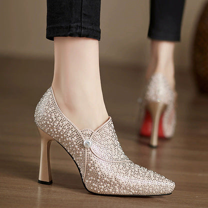 Image of Polly | Women's Embellished Pointed Toe Stiletto Heels