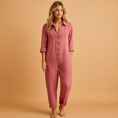 Polo-style tailored jumpsuit for women | Elise - Nocini
