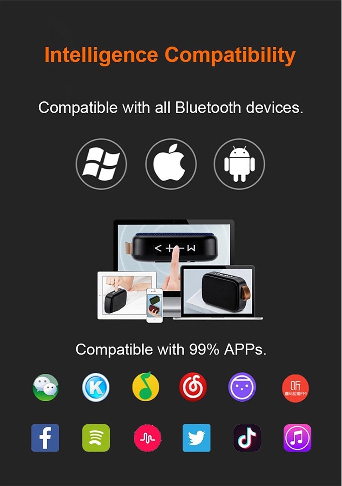 PORTABLE BLUETOOTH SPEAKER - 3D STEREO MUSIC PLAYER WITH HIFI SOUND-Black-Nora Luxe