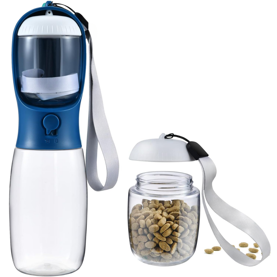 Portable Dog Water Bottle & Food Container-Dark Blue-300 ml-Nora Luxe