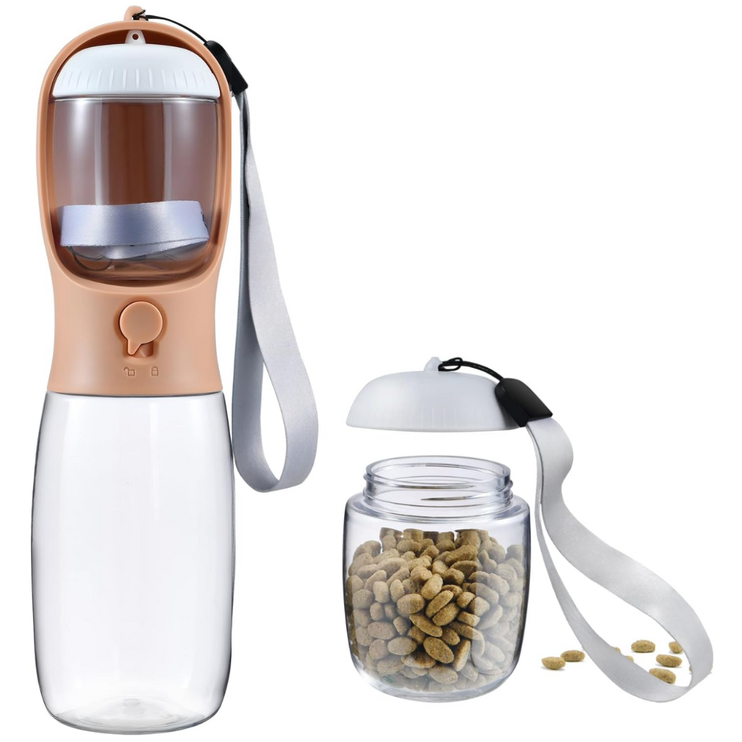 Portable Dog Water Bottle & Food Container-Orange-300 ml-Nora Luxe