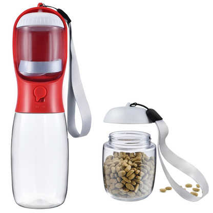 Portable Dog Water Bottle & Food Container-Red-300 ml-Nora Luxe