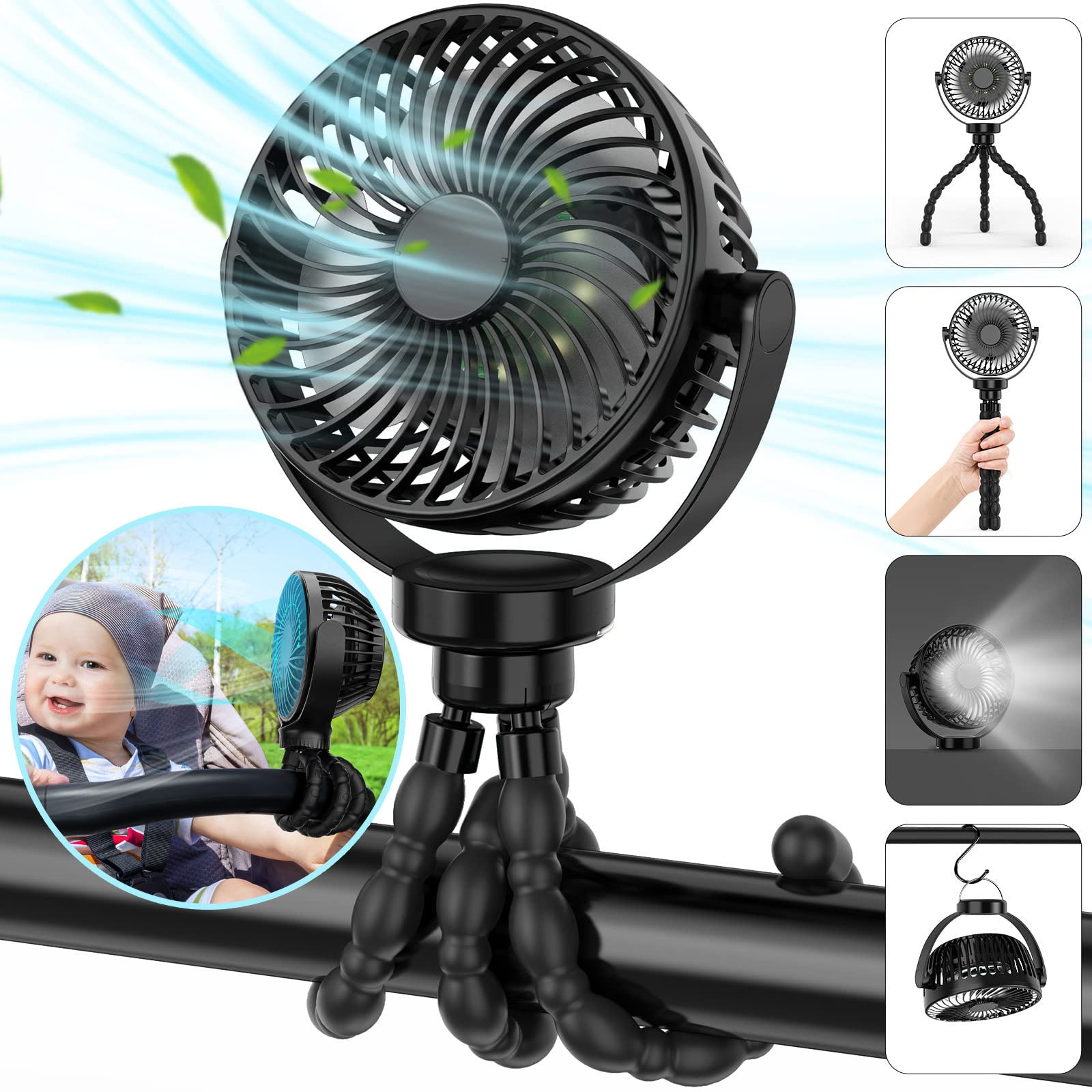 Portable Stroller Fan with 8000mAh Battery-Nora Luxe