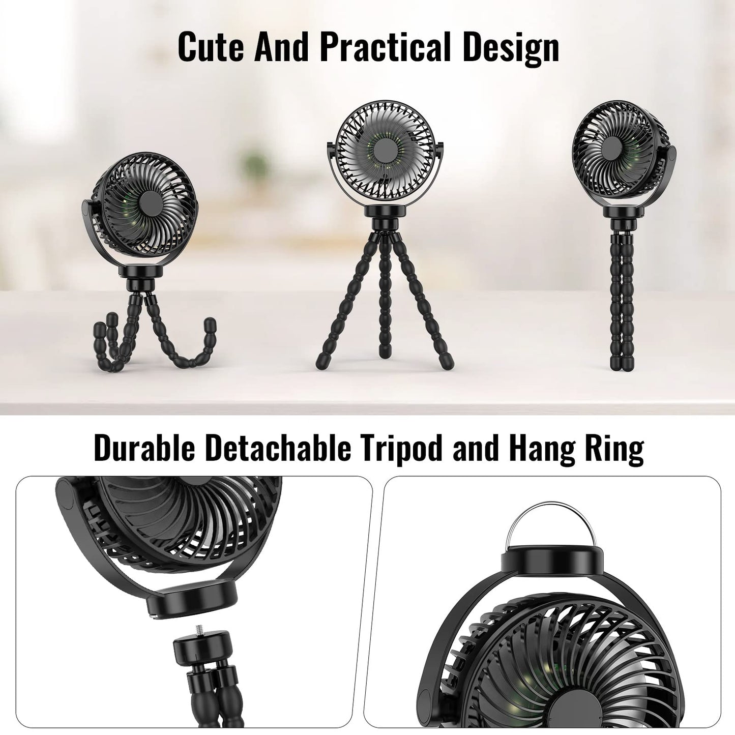 Portable Stroller Fan with 8000mAh Battery-Nora Luxe