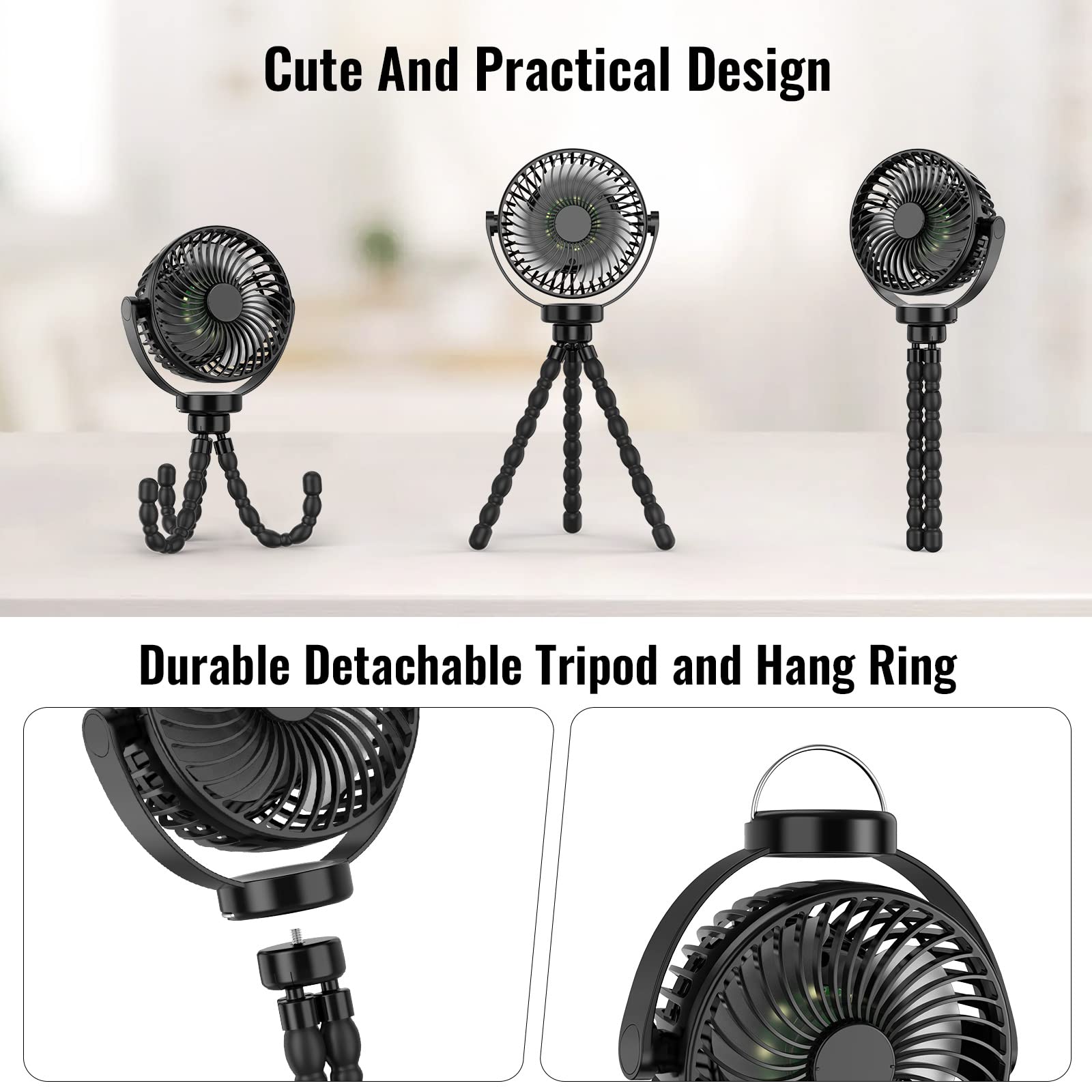 Portable Stroller Fan with 8000mAh Battery-Nora Luxe