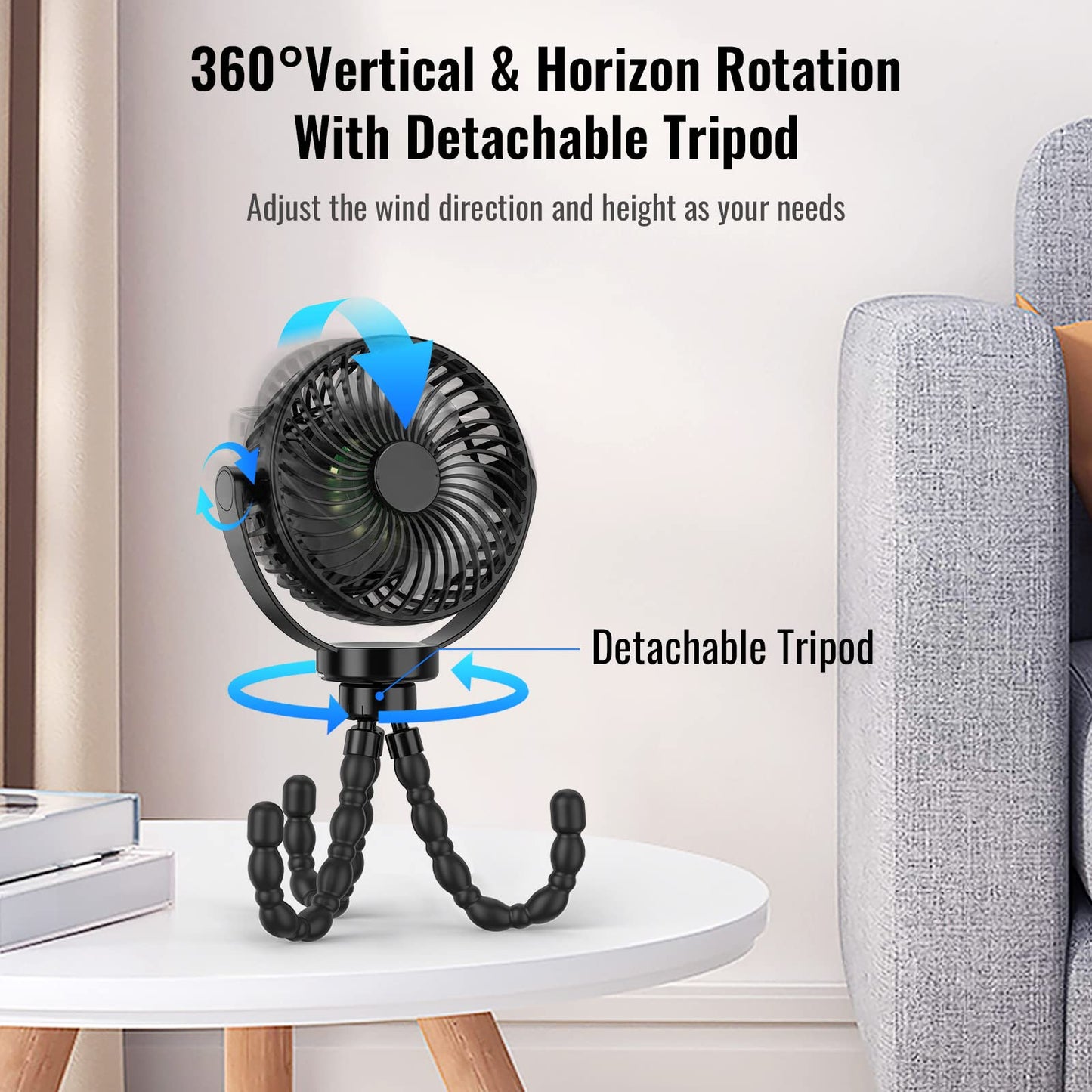 Portable Stroller Fan with 8000mAh Battery-Nora Luxe
