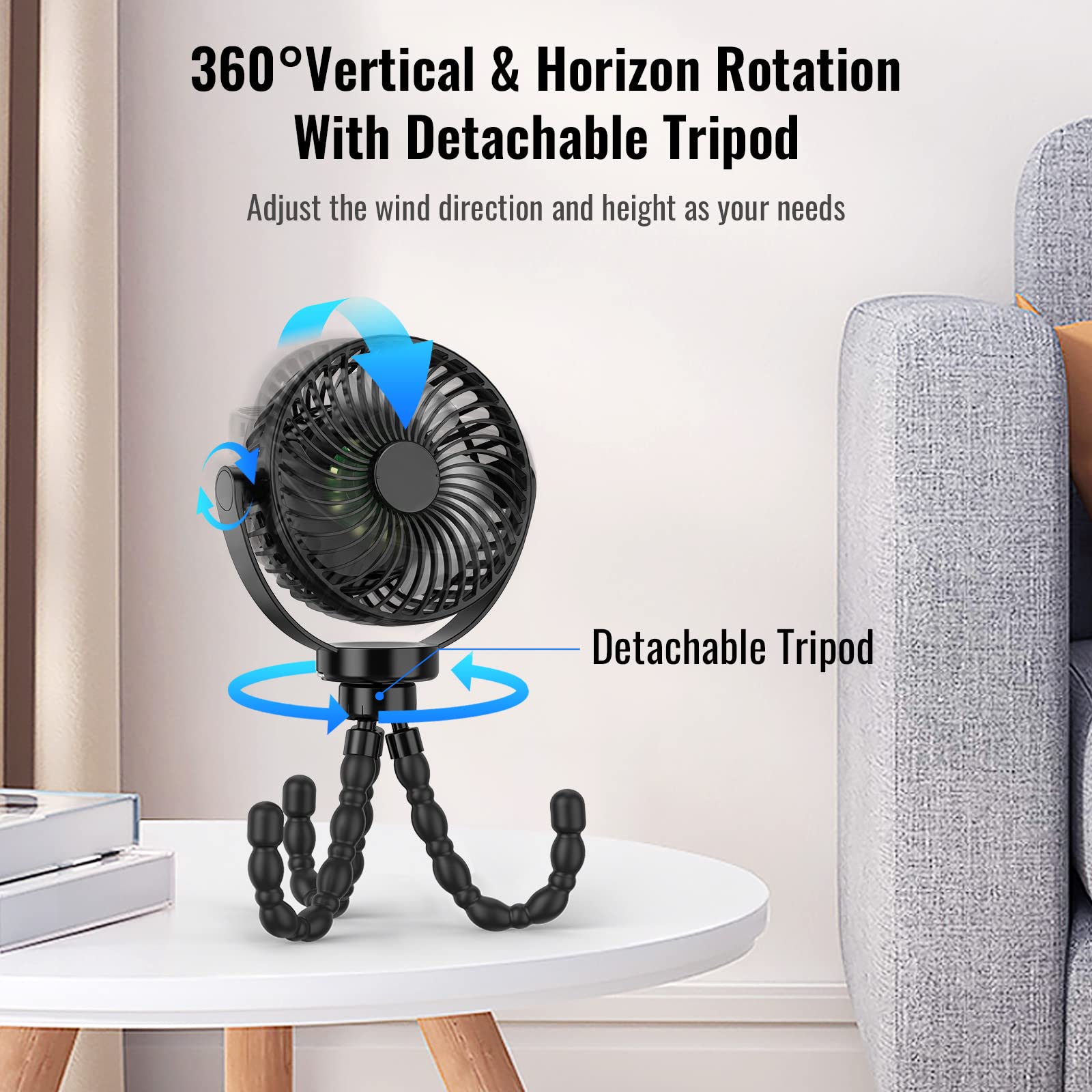 Portable Stroller Fan with 8000mAh Battery-Nora Luxe