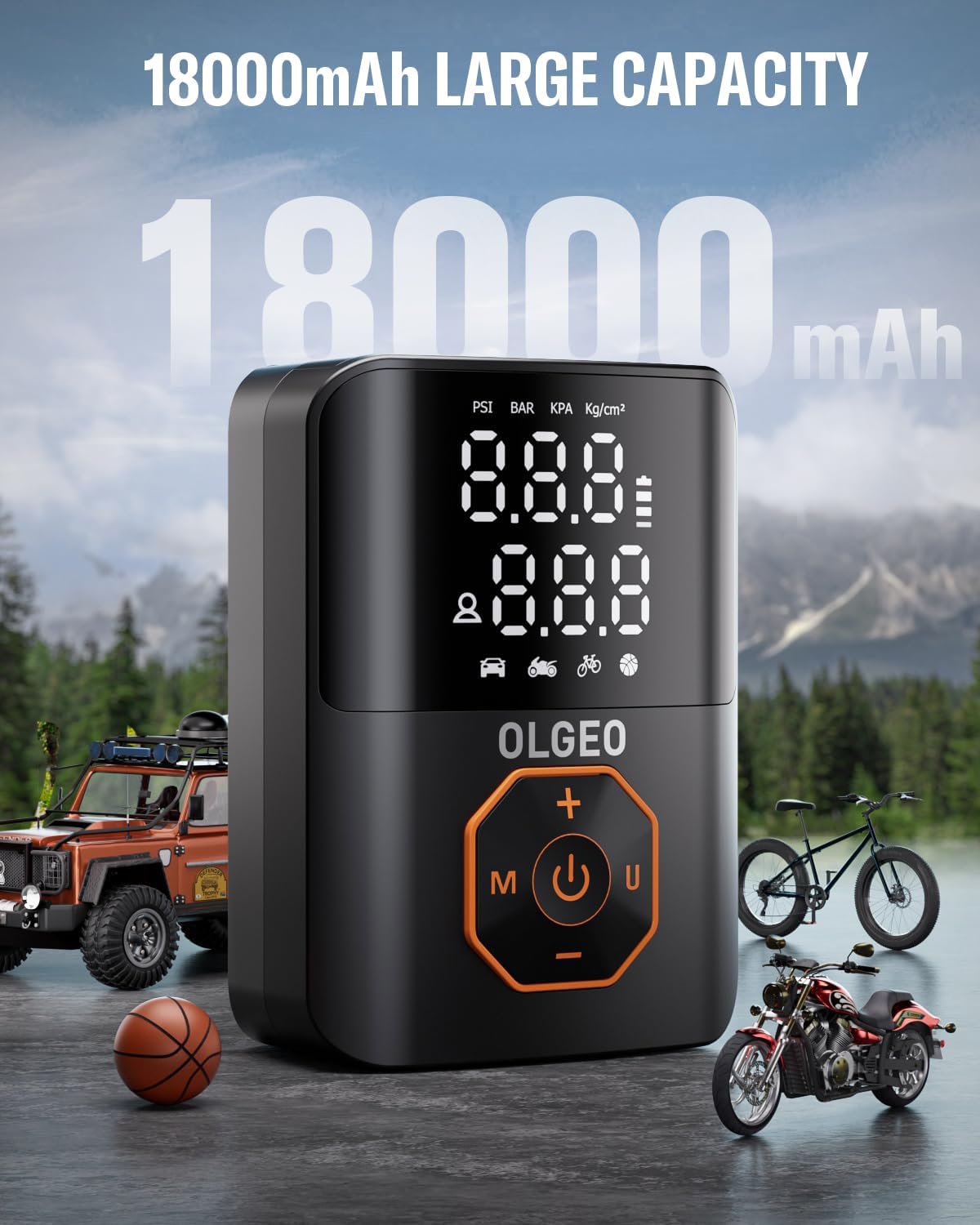 Portable Tire Pump - 18000mAh Air Compressor for Cars and Motorcycles-Nora Luxe