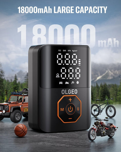 Portable Tire Pump - 18000mAh Air Compressor for Cars and Motorcycles-Nora Luxe