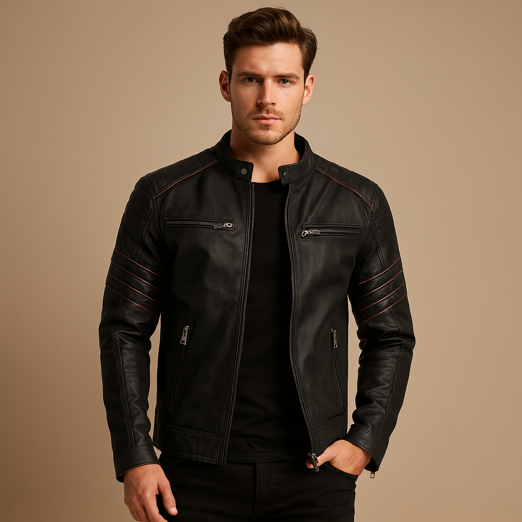 Leather Mens Motorcycle Jacket Adrian - Nocini