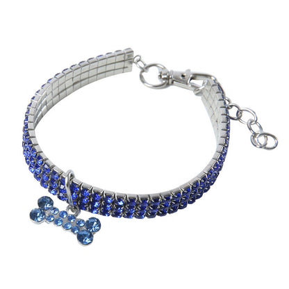 Premium Pet Collar - Bling It On-Blue-S 7.68 x 0.79 x 0.39 inches-Nora Luxe