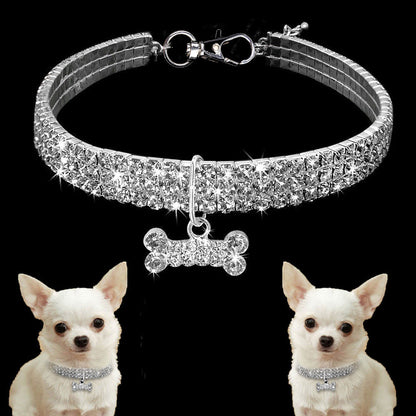 Premium Pet Collar - Bling It On-White-S 7.68 x 0.79 x 0.39 inches-Nora Luxe