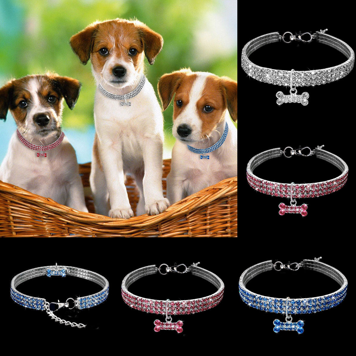 Premium Pet Collar - Bling It On-White-S 7.68 x 0.79 x 0.39 inches-Nora Luxe