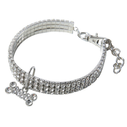 Premium Pet Collar - Bling It On-White-S 7.68 x 0.79 x 0.39 inches-Nora Luxe