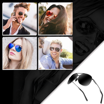 Premium Polarized Aviator Sunglasses - Joey-Gray frame - Black lens-Nora Luxe