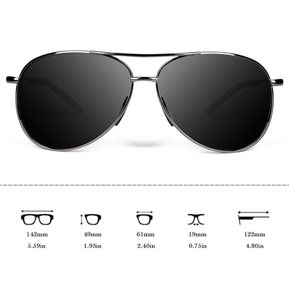 Premium Polarized Aviator Sunglasses - Joey-Gray frame - Black lens-Nora Luxe