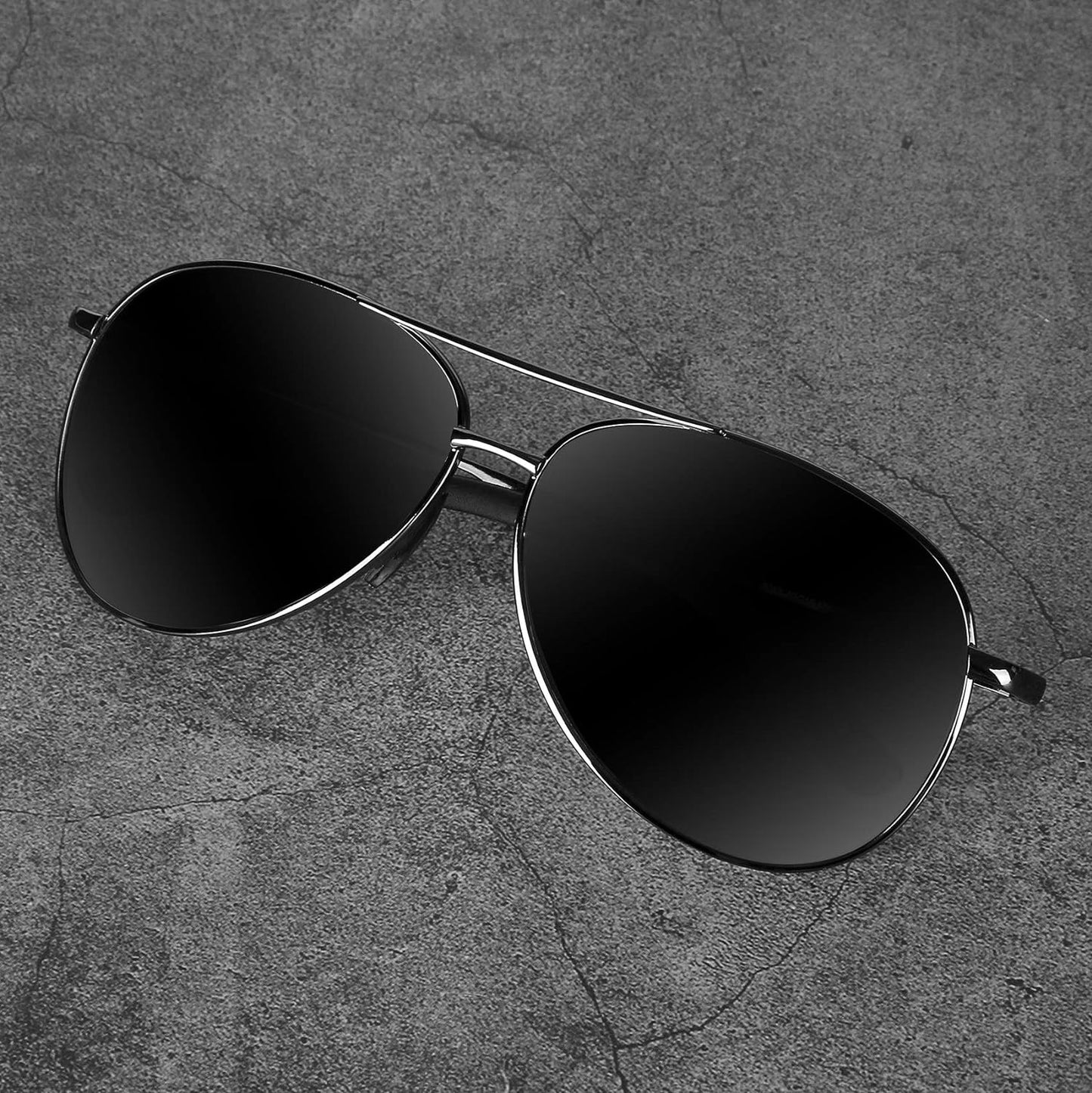 Premium Polarized Aviator Sunglasses - Joey-Gray frame - Black lens-Nora Luxe