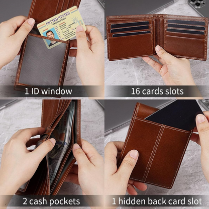 Premium RFID-Blocking Leather Bifold Wallet for Men - SlimArmor-Black-Nora Luxe