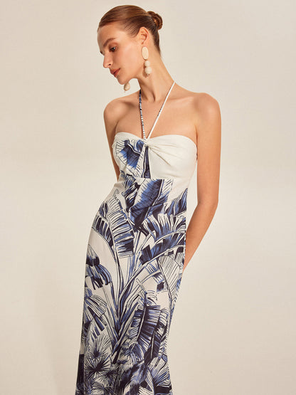 Colorful Floral Strapless Summer Dress