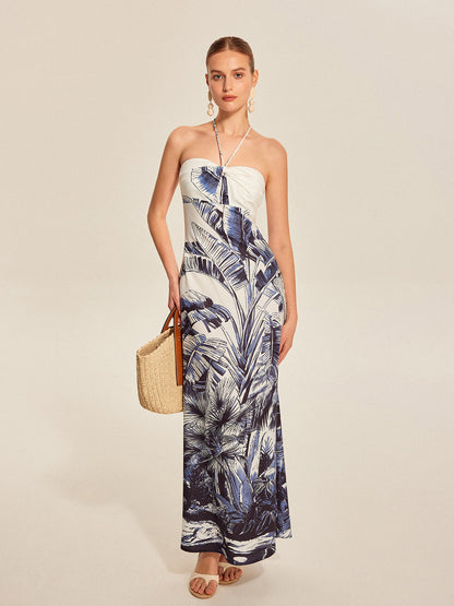 Colorful Floral Strapless Summer Dress