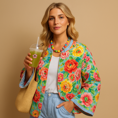 Printed cotton jacket for women | Tessa - Nocini