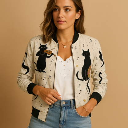 Women’s printed lightweight summer jacket with a relaxed fit and breathable design, ideal for warm days, travel, and casual city outings.