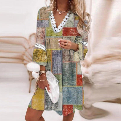 Printed Loose Dress - Amara-Yellow-S-The Livary