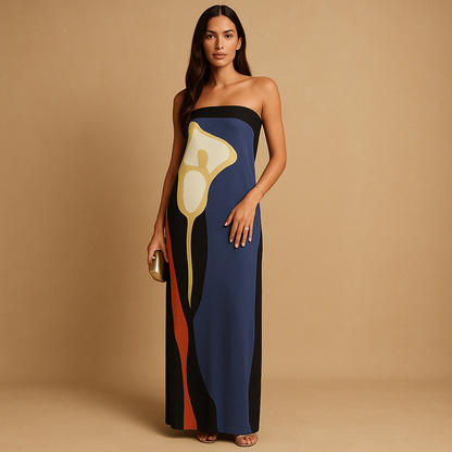 Printed summer dress for women named Eliza, featuring a flattering fit, elegant print, and lightweight design perfect for vacations and sunny days.