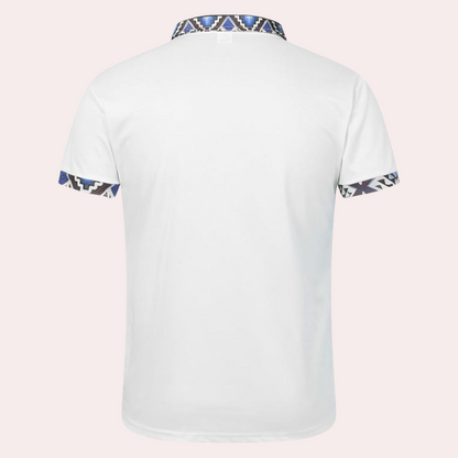Printed White Polo for Men - Lucas-S-Nora Luxe