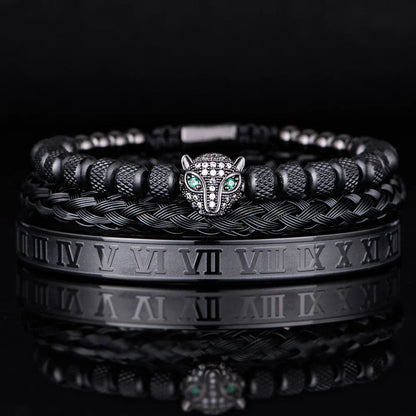 Beaded Animal Charm Braided Bangle Set