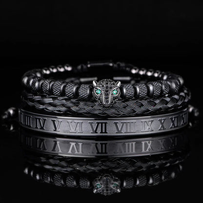 Beaded Animal Charm Braided Bangle Set