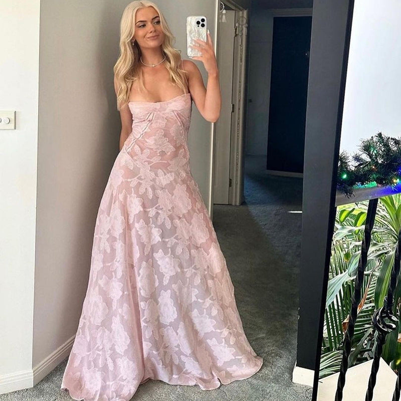 Beautiful Strapless Floral A-Line Evening Gown - Nocini