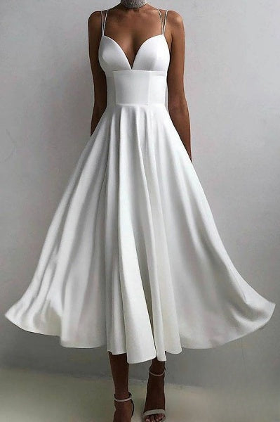 Beautiful Spaghetti Strap Formal Midi Dress