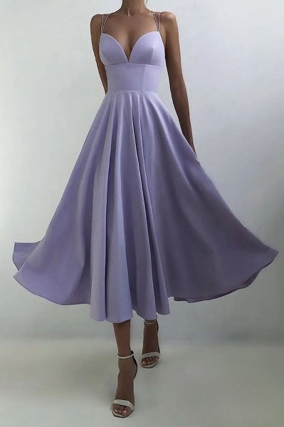Beautiful Spaghetti Strap Formal Midi Dress