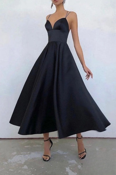 Beautiful Spaghetti Strap Formal Midi Dress