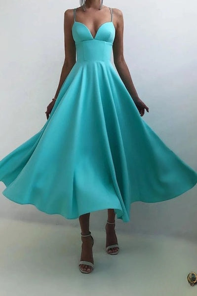 Beautiful Spaghetti Strap Formal Midi Dress