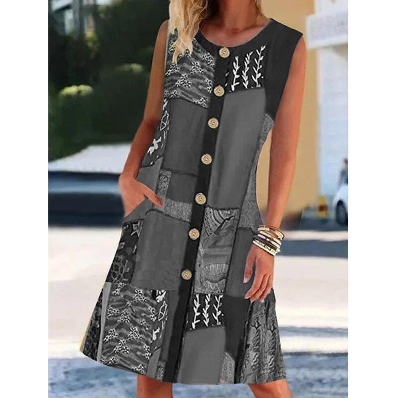 Bohemian Summer Sleeveless Patchwork Dress for Women
