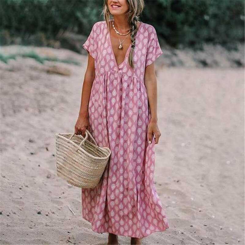 Boho Chic V Neck Summer Dress - Nocini